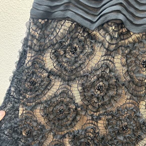 Tadashi Shoji Gown Maxi Dress SZ 4 Black-Tie Formal Wedding Whimsigoth Prom Goth - Picture 5 of 14